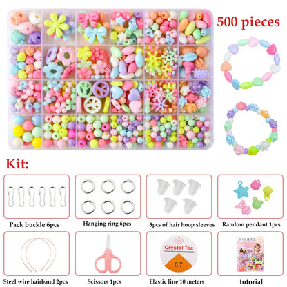 500pcs DIY Handmade Beaded Children's Toy Creative Loose Spacer Beads Crafts Making Bracelet Necklace Jewelry Kit Girl Toy Gift ALPENZO