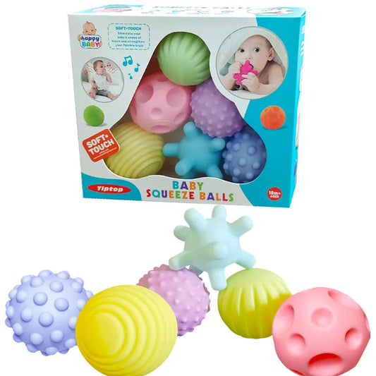 6Pcs Textured Multi Ball Set Develop Tactile Senses Toy Baby Touch Hand Ball Toys Training Ball Massage Soft Balls Kids Gifts ALPENZO