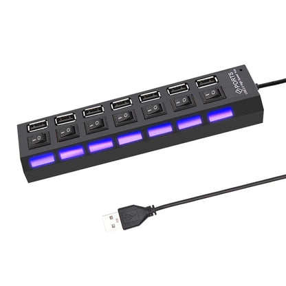 USB HUB USB Switch USB Hub 2.0 Adapter High Speed Multi 7 Ports Hub USB On/Off Switch Portable USB Splitter For Computer Laptop - ALPENZO