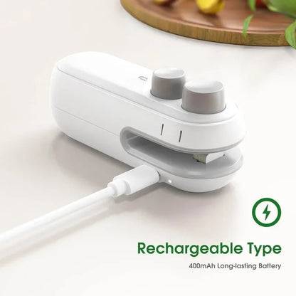 Mini Sealer Portable Mini Sealer 2 in 1 Heat Sealer For Snacks  Home use rechargeable sealer Vacuum Sealer Snacks plastic bag