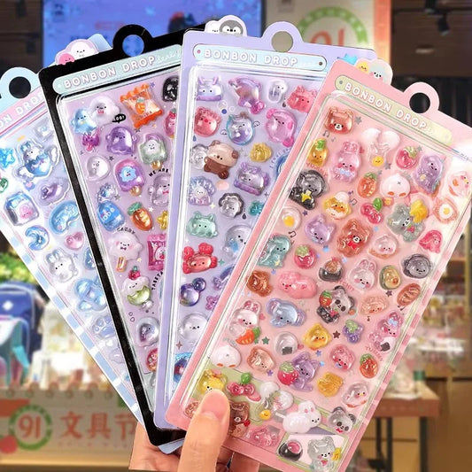 1 pc 3D Relief Stickers Scrapbooking Creative Candy Ghost Rabbit Drop Diy Diary Stationery Sticker Decor Cute Aesthetic Stickers ALPENZO
