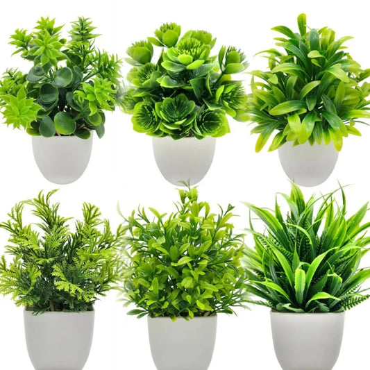 1pc Artificial Plants with Plastics Pots Perfect Greenery for Home DecorationsOffice Desk Living Room and Bedroom Decoration - ALPENZO