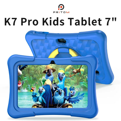 PRITOM Tablet for Kids 7 Inch Android 11 32 GB WiFi Bluetooth Dual Camera Educational Software Installed with Proof Case - ALPENZO