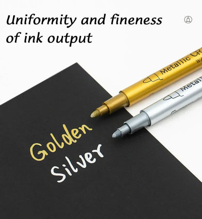 1/2Pcs Brush Metallic Marker Pens Gold Silver Permanent Art Markers Crafts Scrapbooking Painting Stationery School Supplies ALPENZO