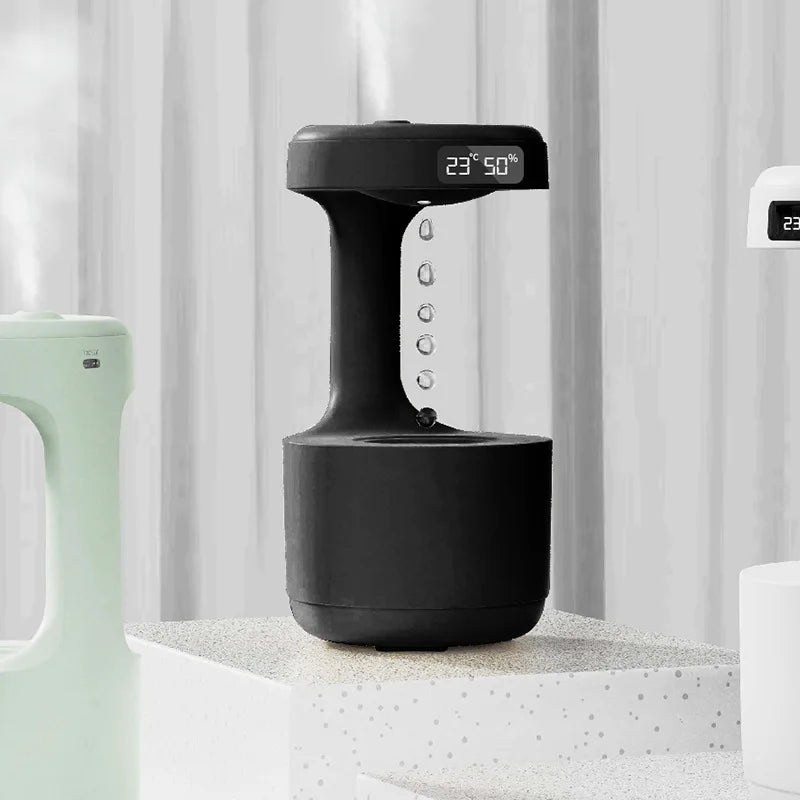 Anti-Gravity Humidifier With Clock Water Drop Backflow Aroma Diffuser Large Capacity Office Bedroom Mute Household Sprayer ALPENZO