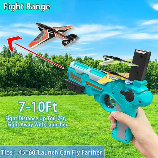 Shooting Air Airplane Launcher Bubble Catapult Plastic Airplane Toy Shooting Game Outdoor Sport Toy for Kids Plane Catapult Gun ALPENZO