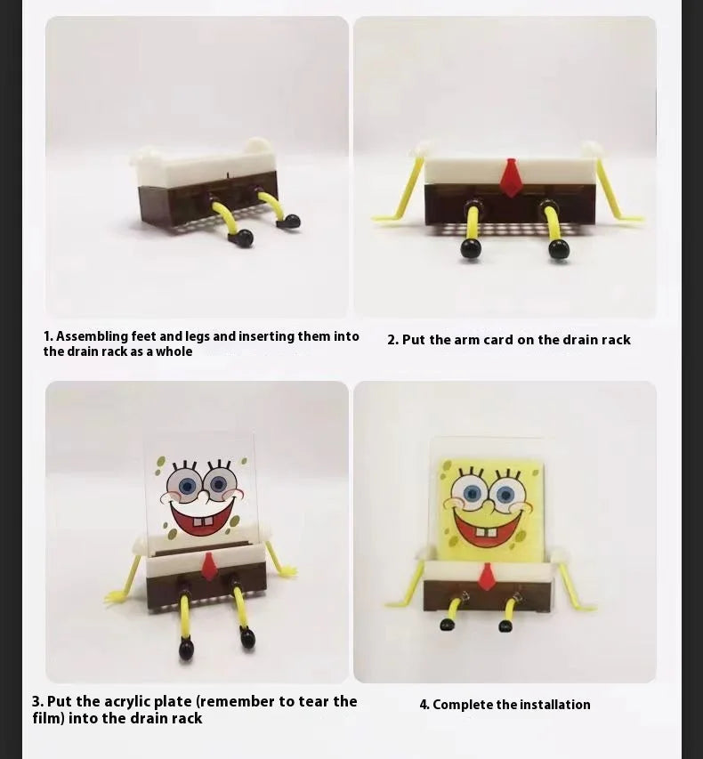 Spongebob Squarepants Dish Washing Brush Sponge Kitchen Supplies Drain Rack Cleaning Dishes Brushes Reusable Scrub Scouring Pad ALPENZO