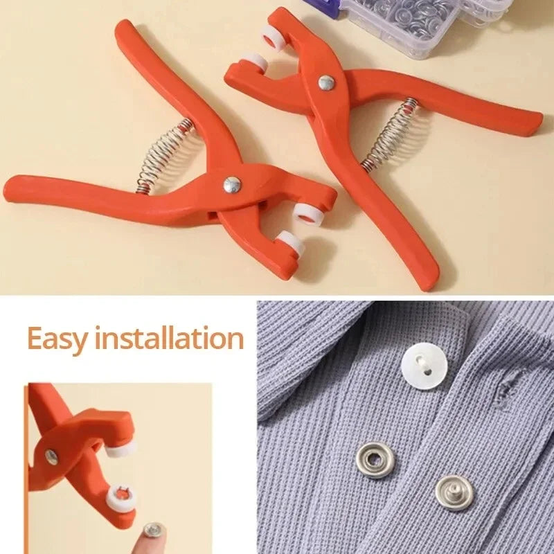 Snap Button Kit With Hand Pressure Pliers 50pcs Snaps , Metal Snaps For Sewing, Sewing Snaps For DIY Crafts Clothes Hats - ALPENZO