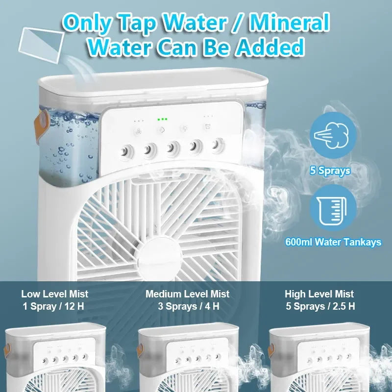 3 In 1 Fan AIr Conditioner Household Small Air Cooler LED Night Light Portable Air Adjustment Fan Office Home Fan New ALPENZO