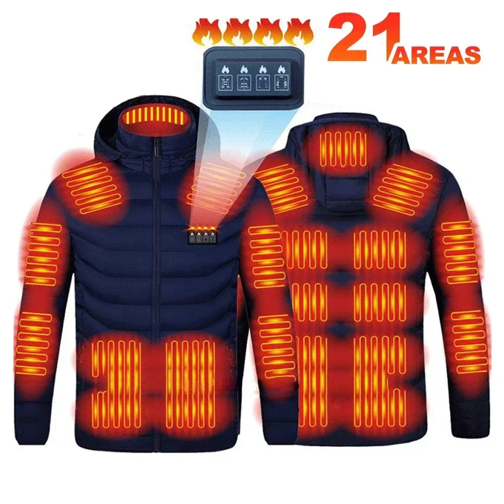 21 Areas Heating Jacket Men's Winter Usb Electric Heating Coat Functional Self-Heating Clothes Outdoor Snow Thick Padded Jacket ALPENZO