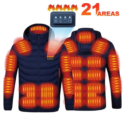 21 Areas Heating Jacket Men's Winter Usb Electric Heating Coat Functional Self-Heating Clothes Outdoor Snow Thick Padded Jacket ALPENZO