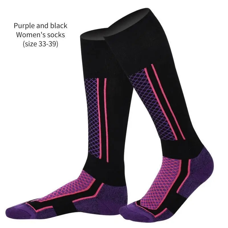 DIZETION 1 Pair Winter Warm Thickening Ski Stockings Hiking Socks For Women Men Children Outdoor Anti-Cold High Sports Stockings
