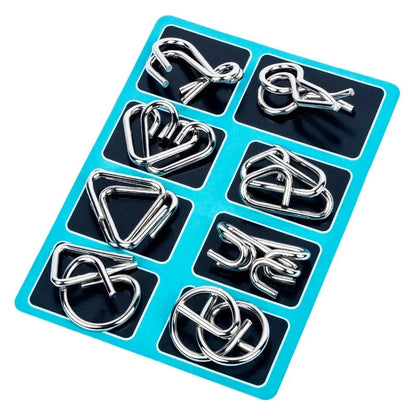 8Pcs/Set Metal Montessori Puzzle Wire IQ Mind Brain Teaser Puzzles Children Adults Interactive Game Reliever Educational Toys ALPENZO