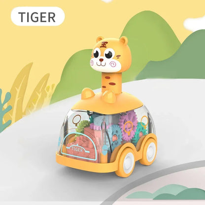 Press Gear Car Children's Toy Car Pull Back Boy Children Inertial Car Puzzle Animals Car ALPENZO