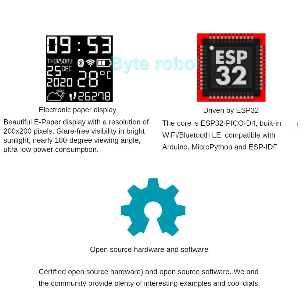 ESP32 Open Source Watchy V2.0 Gift E-ink Display Smart Watch For Arduino Robot DIY Kit Connect With Bluetooth And Wifi Robot Kit ALPENZO