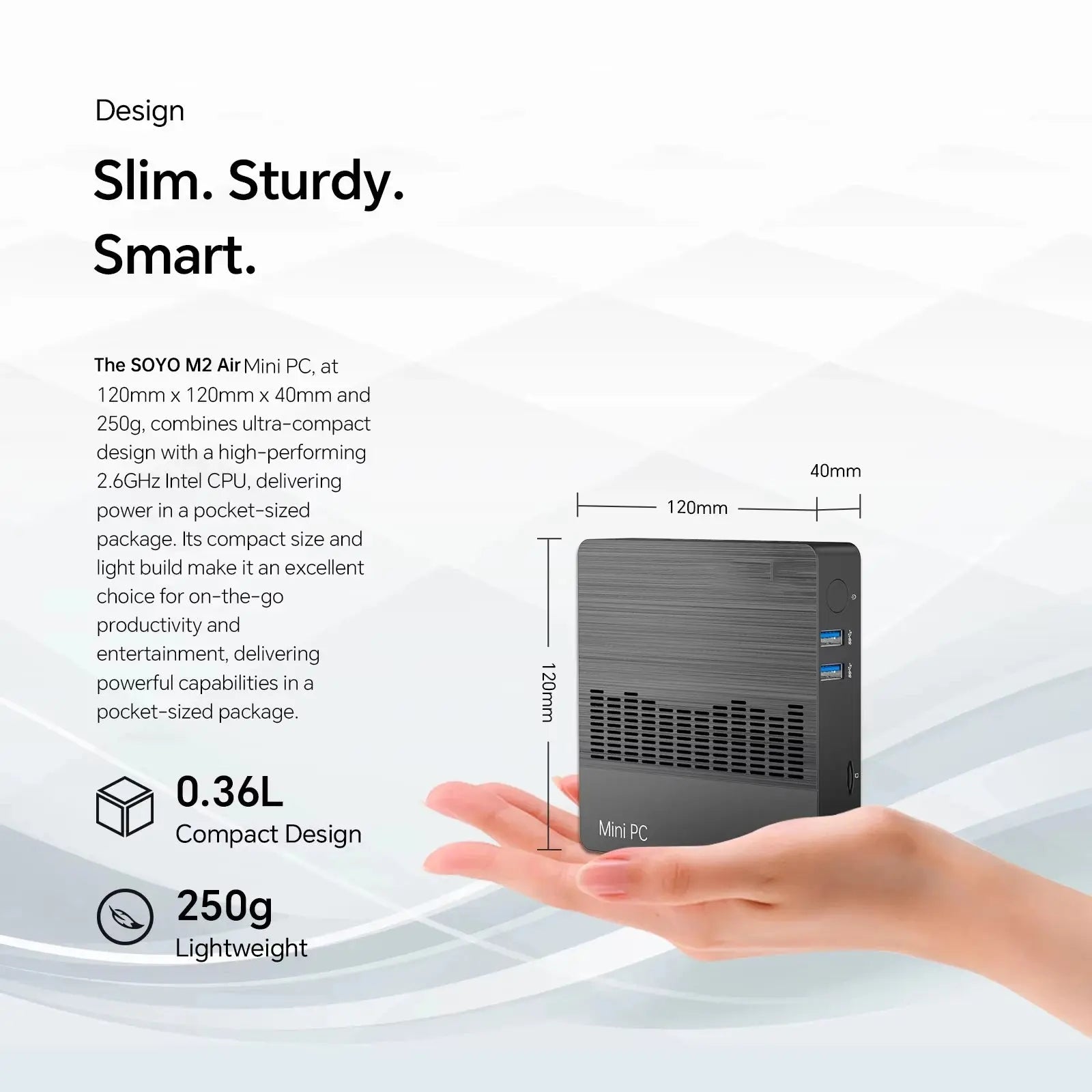 SOYO M2 Air  Mini PC: Powerful 6GB RAM, 128GB EMMC, Intel N4000, Windows 11 Pro - Compact & Ideal for Home, Business & Gaming - ALPENZO