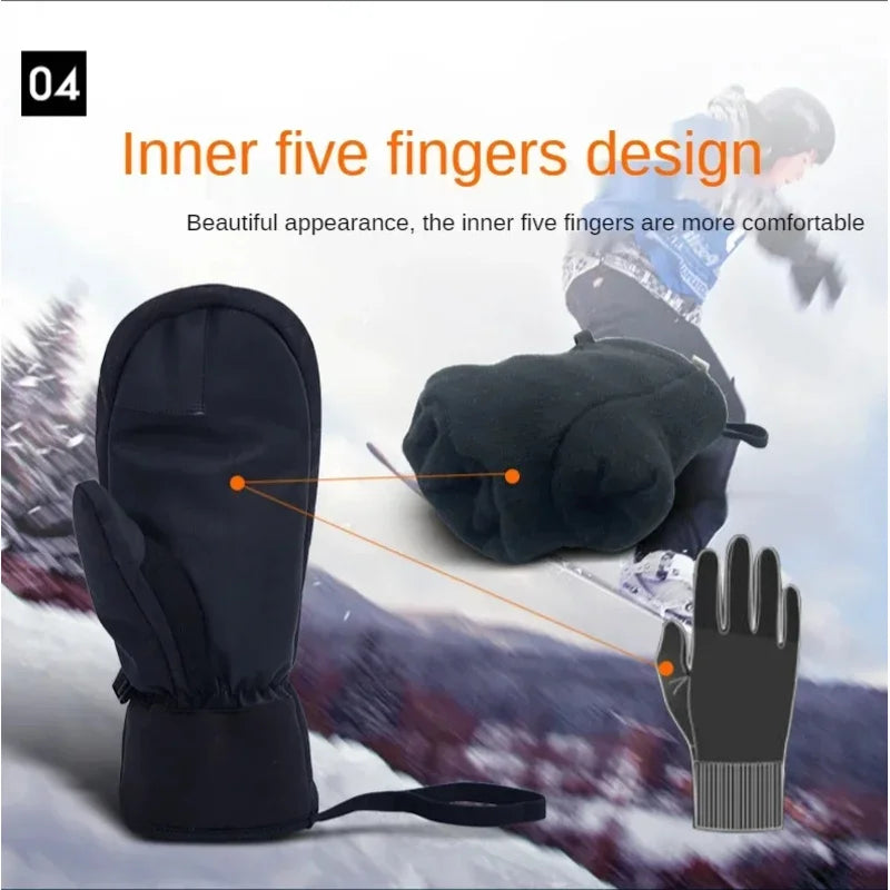 New 2025 Men Women Winter Touch Screen Waterproof Windproof Thermal Thick Snowboarding Snow Gloves Snowmobile Skiing Mittens