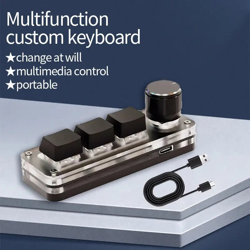 Macropad Macro Mechanical Keyboard RGB Mini Gaming Custom Programming Knob Keypads Red Switch 3 Keys For Photoshop - ALPENZO