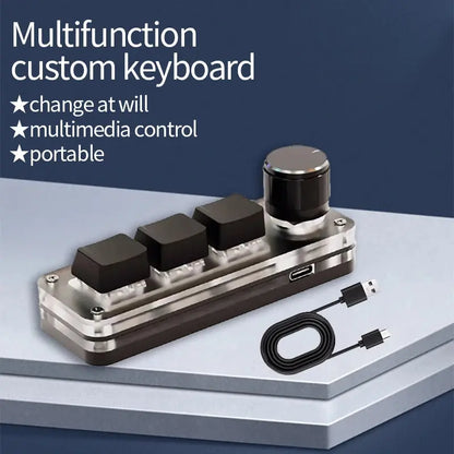 Macropad Macro Mechanical Keyboard RGB Mini Gaming Custom Programming Knob Keypads Red Switch 3 Keys For Photoshop - ALPENZO