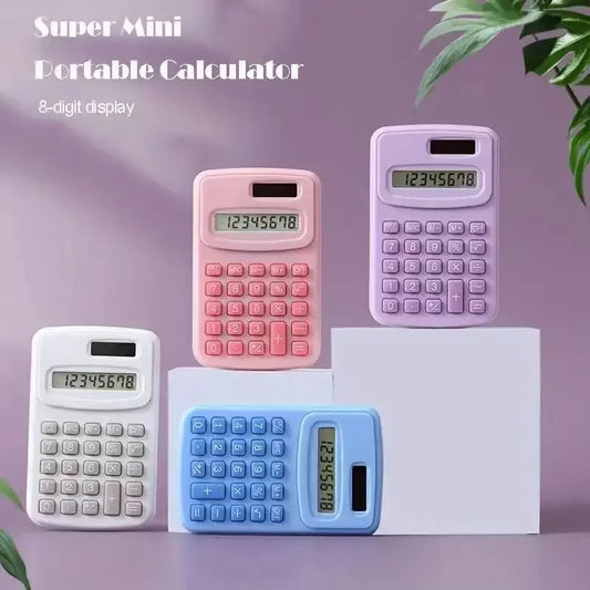 Small Solar Calculator Portable Calculator Cute 8 Digits LCD Electronic Calculator Home Office Primary School Teaching Supplies ALPENZO
