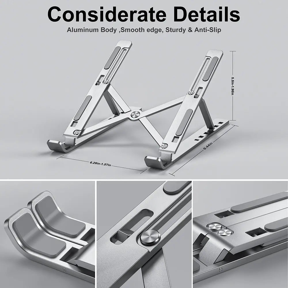 Portable Laptop Stand Aluminum Notebook Support Computer Bracket Macbook Air Pro Holder Accessories Foldable Lap Top Base For Pc - ALPENZO