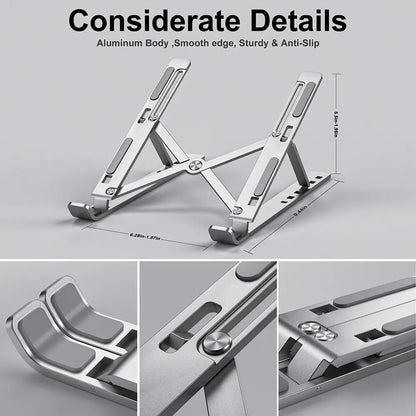Portable Laptop Stand Aluminum Notebook Support Computer Bracket Macbook Air Pro Holder Accessories Foldable Lap Top Base For Pc - ALPENZO