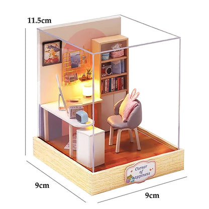 Wooden Miniature Doll House DIY Small House Kit 3D Puzzle Assemble Building Model Home Bedroom Decoration With Furniture Gifts ALPENZO