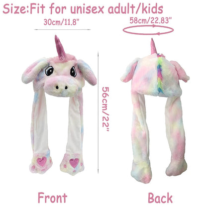 Unicorn Animal Ear Hat Plush Bunny Ears Moving Jumping Up Toys Dress Up Funny Cosplay Party for Kids Christmas Gift for Adult ALPENZO