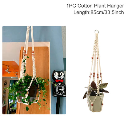 Hanging Plant Handmade Macrame Plant Hanger Flower Pot Planter Hanger Wall Decor Courtyard Garden Hanging Planter Hanging Basket - ALPENZO