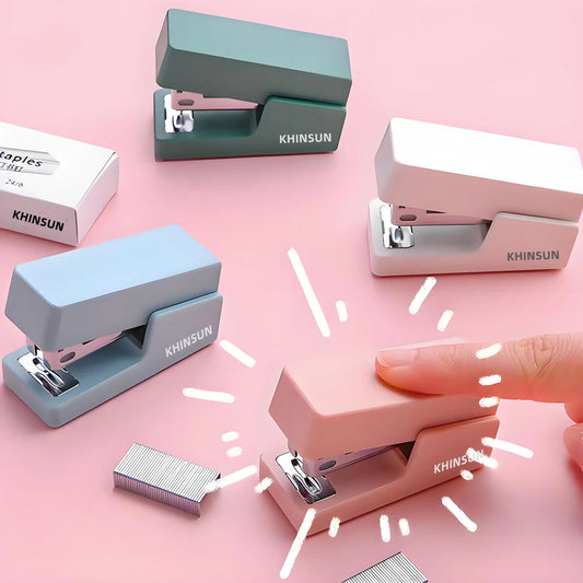 KHINSUN Mini Stapler Set Portable Color Paper Binding Machine Use 24/6 26/6 Staples Fashion Stationery Office Supplies ALPENZO