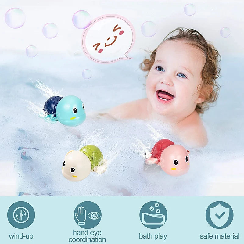 Baby Bath Toys Bathing Cute Swimming Turtle Whale Pool Beach Classic Chain Clockwork Water Toy For Kids Water Playing Toys ALPENZO