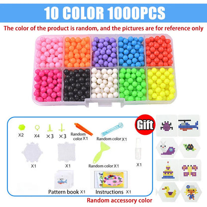 Handmade Magic Water Fuse Beads Creative Beads DIY Art Crafts Toys Magic Water Sticky Beads Sensory Toys Set with Accessories ALPENZO