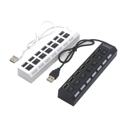 USB Hub Splitter With Individual Switch USB 4/7 Port Splitter Individual Switch USB Adapter Hub Multi-Port Socket Powered ON/OFF - ALPENZO