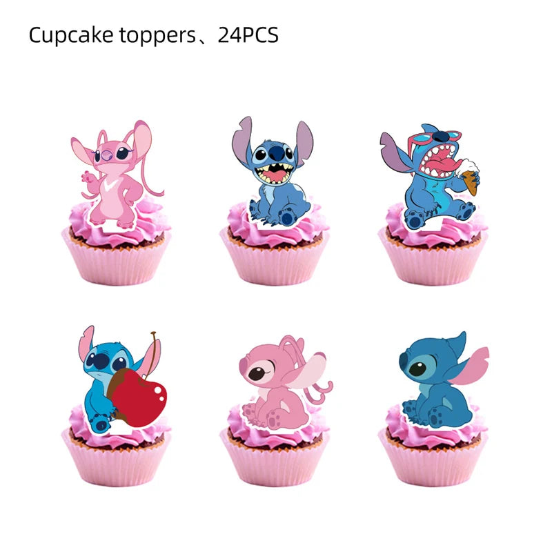 Disney Pink Lilo&Stitch Birthday Party Decorations Disposable Plate Angel Balloon Baby Shower Girls Birthday Party Supplies ALPENZO