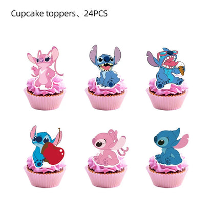 Disney Pink Lilo&Stitch Birthday Party Decorations Disposable Plate Angel Balloon Baby Shower Girls Birthday Party Supplies ALPENZO