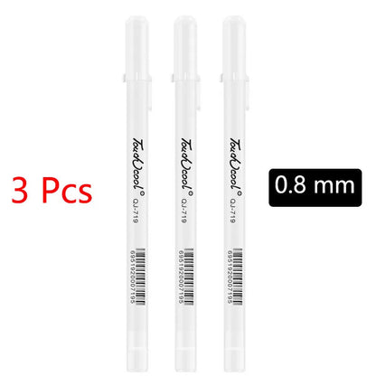 White Marker Pens set 2.0mm Oily Waterproof White Gel Pen DIY Graffiti Sketching Marker Stationery Writing School Supplies brush ALPENZO