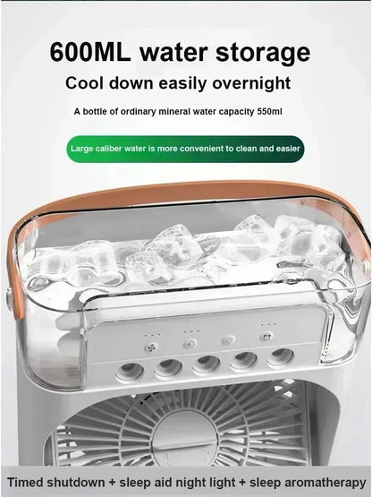 Portable Humidifier Fan Air Conditioners USB Electric Fan LED Night Light Water Mist Fun 3 In 1 Air Cooler Humidifie For Home - ALPENZO
