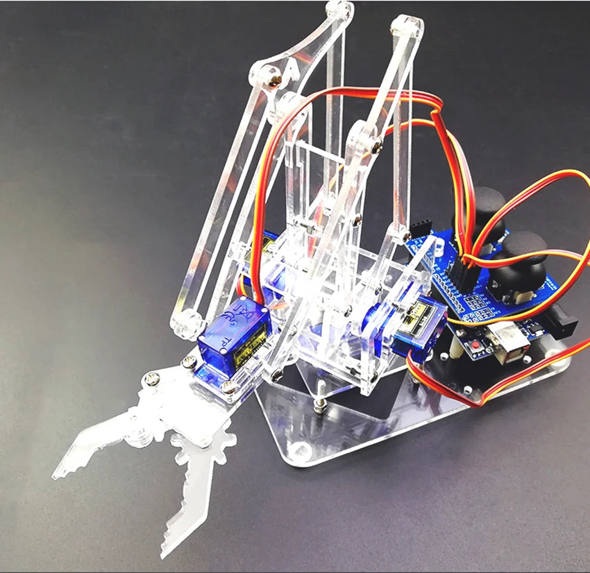 SG90 MG90S 4 Dof Unassembly Acrylic Mechanical Robot Manipulator Claw Kit For Arduino Robot Arm STEAM Kit Programming Robot Arm ALPENZO