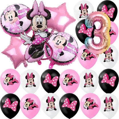 Minnie Mouse Party Decoration Disposable Tableware Minnie Cup Plate Balloon For Girls Baby Bath Birthday Party Supplies ALPENZO
