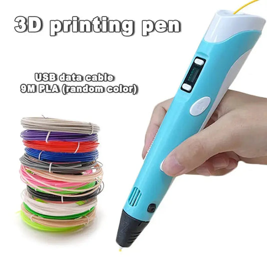 USB 3D Printing Pen DIY Drawing 9M PLA Filament Three-dimensional Graffiti Toys Art Tools For Kids Birthday Christmas Day Gift - ALPENZO