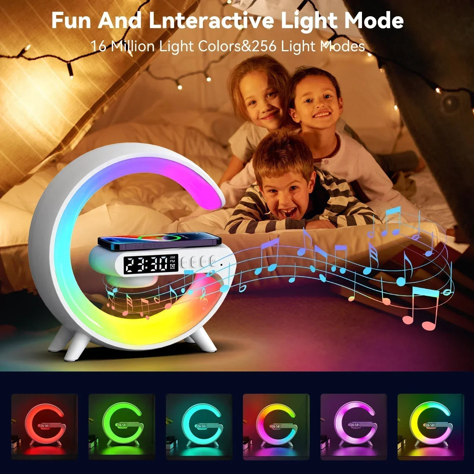 Opansten Multifunction Wireless Charger Pad Stand Speaker TF RGB Night Light Fast Charging Station for iPhone 15 14 13 Samsung ALPENZO