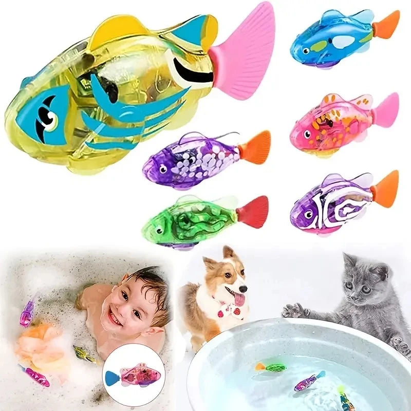 Baby Shower Luminous Induction Electric Fish Playing in Water Toy, Simulated Electronic Fish for Luminous Swimming ALPENZO