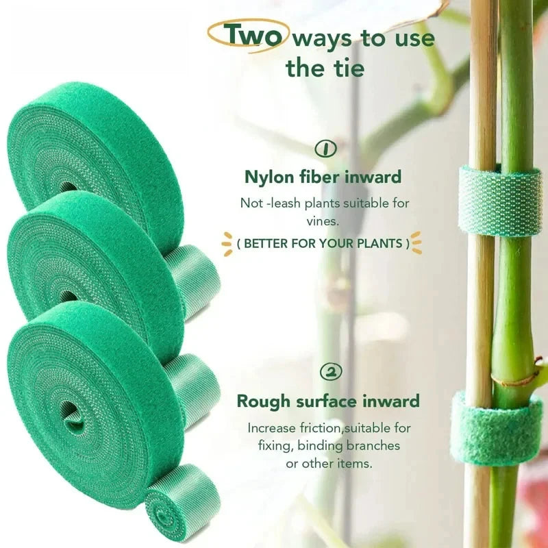 5M Nylon Plant Bandage Tie Reusable Plant Hook Loop Ties Green Fastener Tape Bamboo Cane Wrap Support Home Garden Accessories - ALPENZO