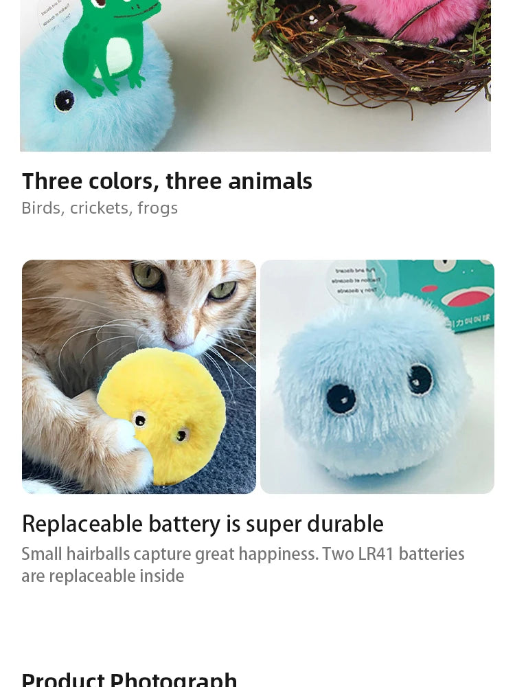 Interactive Ball Smart Cat Toys Plush Electric Catnip Training Toy Kitten Touch Sounding Pet Product Squeak Toy Ball - ALPENZO