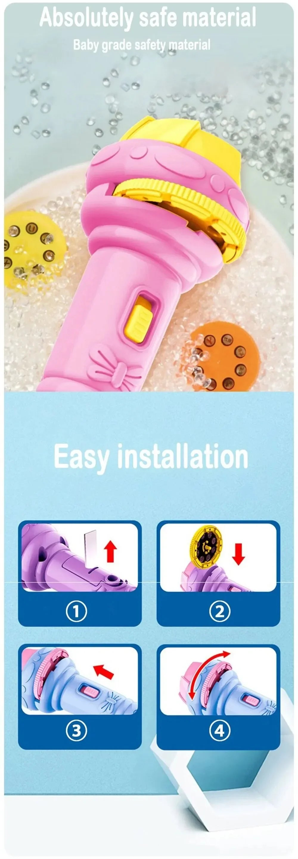 10 Cards Cartoon Projection Flashlight 80 Patterns Creative Children Flashlight Toy Projector Baby Toys Bedtime Story Book Toy ALPENZO