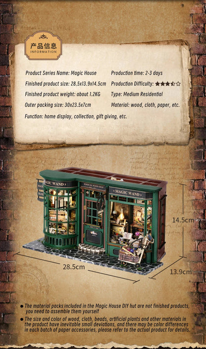 Magic Shop DIY Wooden Dollhouse Miniature Doll House Kit with Furniture Roombox Retro Home Model Toy for Children Gift ALPENZO