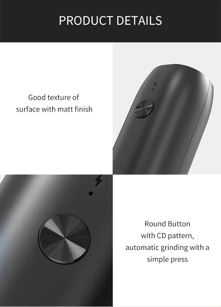 Rechargeable USB Electric Automatic Salt and Pepper Grinder Set Gravity Spice Mill Adjustable Spices Grinder Kitchen Tools - ALPENZO