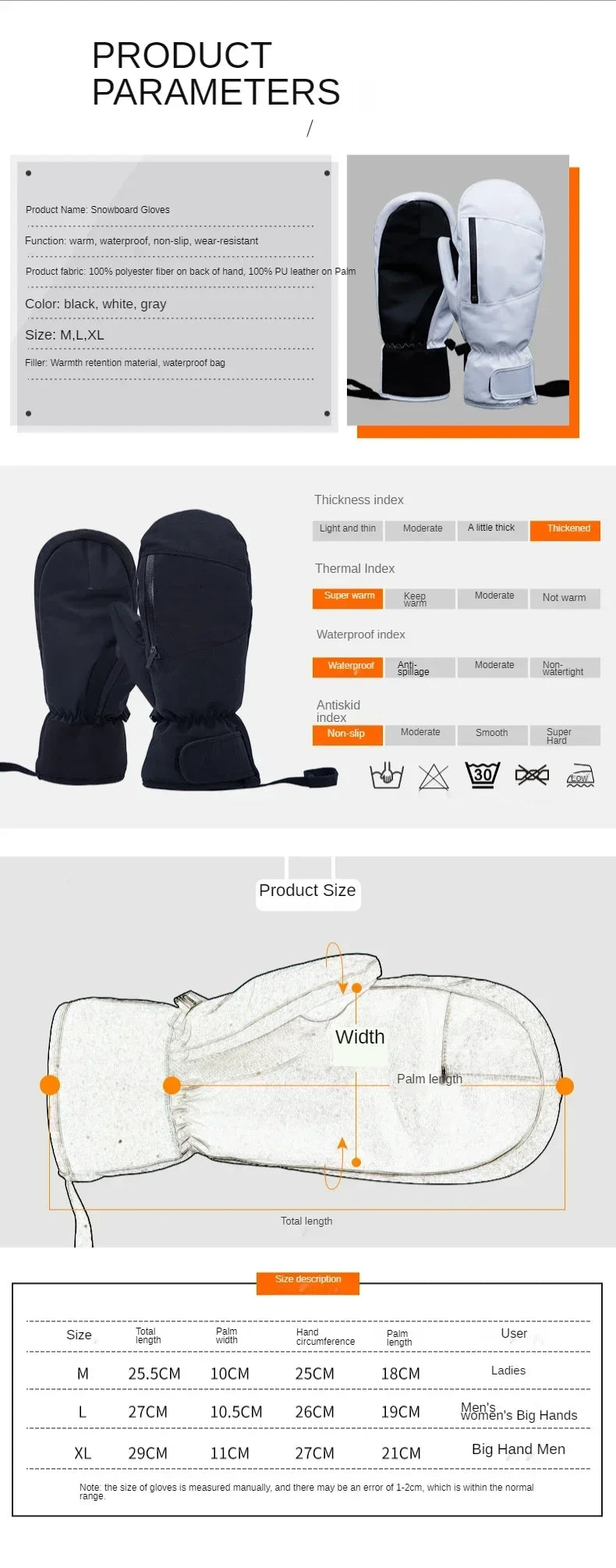 New 2025 Men Women Winter Touch Screen Waterproof Windproof Thermal Thick Snowboarding Snow Gloves Snowmobile Skiing Mittens