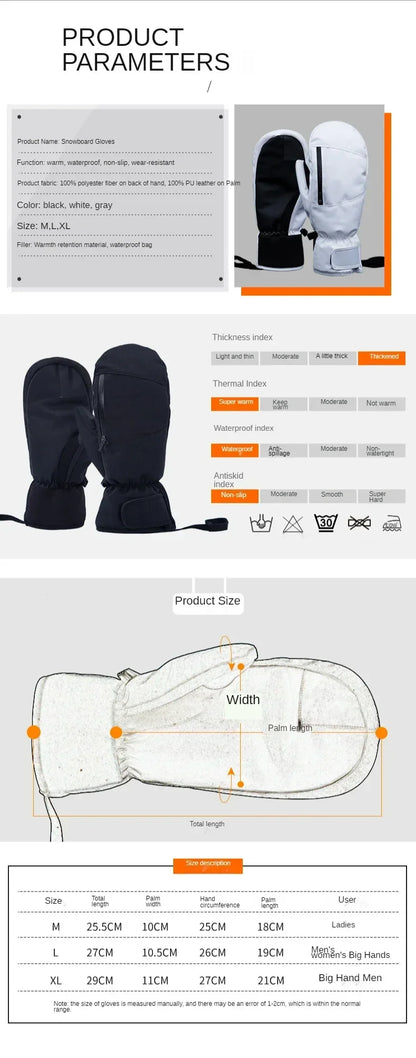 New 2025 Men Women Winter Touch Screen Waterproof Windproof Thermal Thick Snowboarding Snow Gloves Snowmobile Skiing Mittens