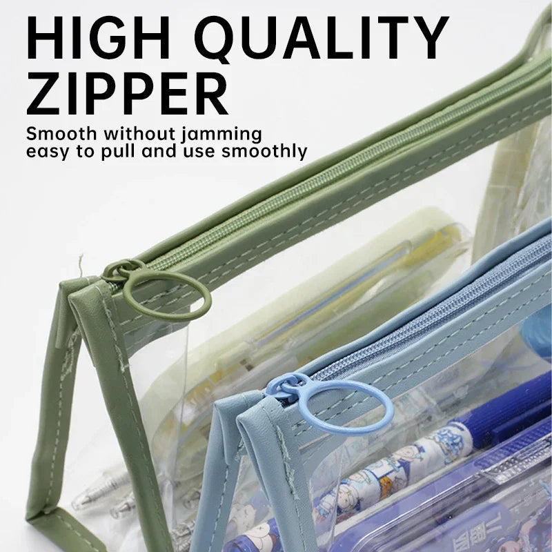 Transparent Pencil Case Kawaii Pen Large Capacity Bag Cosmetic Bag Back to School Supplies for Girls Kids Stationery Items Gifts ALPENZO